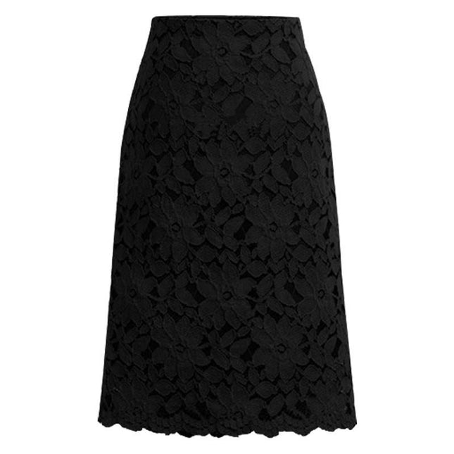 Women's Elegant Floral Lace Knee Length Pencil Skirt