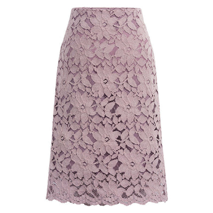 Women's Elegant Floral Lace Knee Length Pencil Skirt