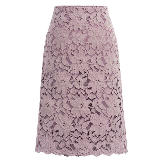Women's Elegant Floral Lace Knee Length Pencil Skirt