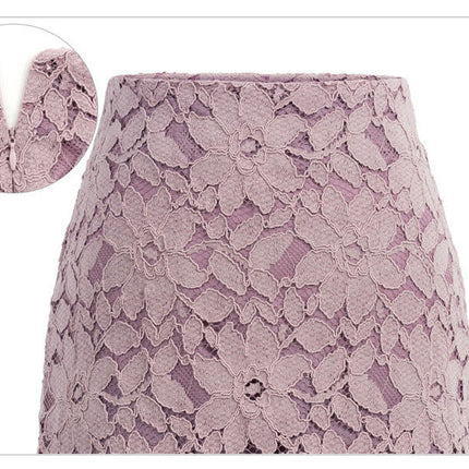 Women's Elegant Floral Lace Knee Length Pencil Skirt