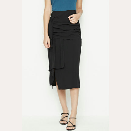 Women's Casual Ruched Split Midi Skirt High Waist Bodycon Pencil Skirt