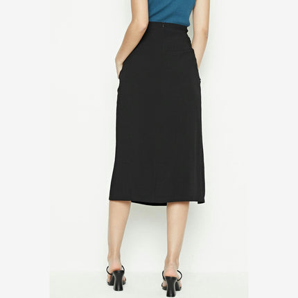 Women's Casual Ruched Split Midi Skirt High Waist Bodycon Pencil Skirt