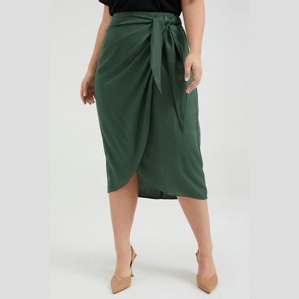 Women's High Waist Wrap Midi Skirt Slim Draped Front Bodycon Penci Skirts