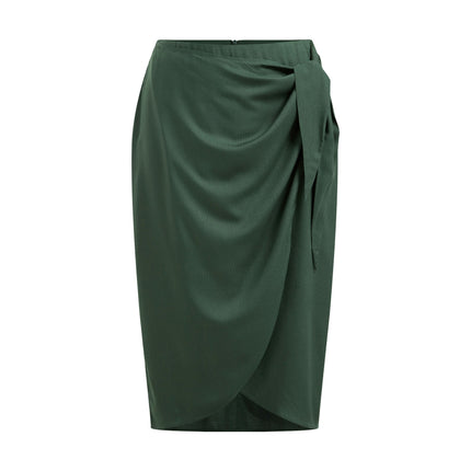 Women's High Waist Wrap Midi Skirt Slim Draped Front Bodycon Penci Skirts