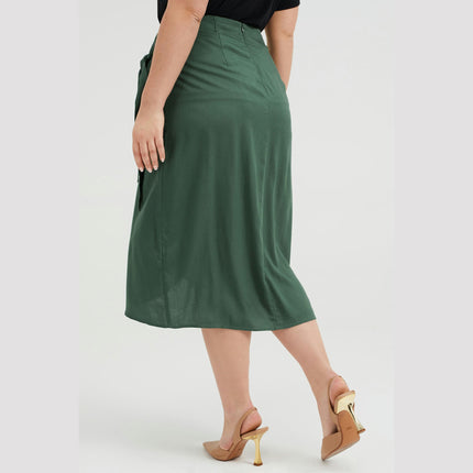 Women's High Waist Wrap Midi Skirt Slim Draped Front Bodycon Penci Skirts