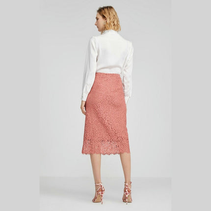 Women's Floral Lace Bodycon Midi Skirt High Waist Pencil Skirts