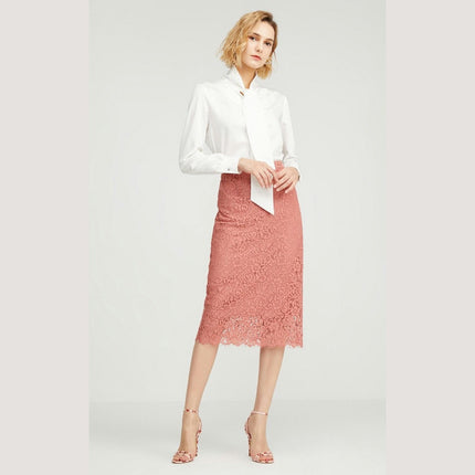 Women's Floral Lace Bodycon Midi Skirt High Waist Pencil Skirts