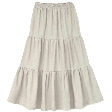Women's Corduroy Flowy Skirts High Waisted Tiered A Line Midi Skirt