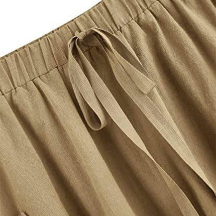 Womens Summer Skirt Slit High Waisted Casual Flowy Midi Skirts with Pockets