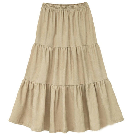 Women's Corduroy Flowy Skirts High Waisted Tiered A Line Midi Skirt