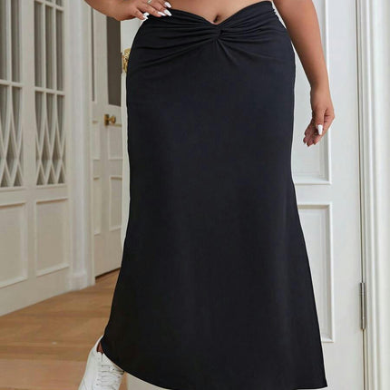 Women's Casual Ruched High Waist Maxi Skirt Bodycon Slit Long Skirts