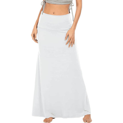 Women's Casual Solid Maxi Skirt High Waist  A Line Flowy Flare Long Skirt
