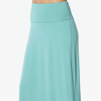 Women's Casual Solid Maxi Skirt High Waist  A Line Flowy Flare Long Skirt