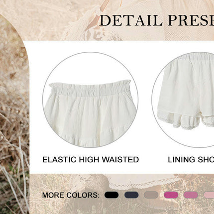 Flowy Shorts for Women Casual Boho Ruffle Layered High Waist Crochet Shorts Mini Skirts