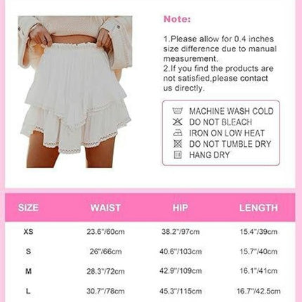 Flowy Shorts for Women Casual Boho Ruffle Layered High Waist Crochet Shorts Mini Skirts