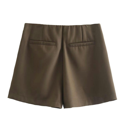 Women's Casual Solid High Waist Split Wrap Front Asymmetrical Skorts Skirts