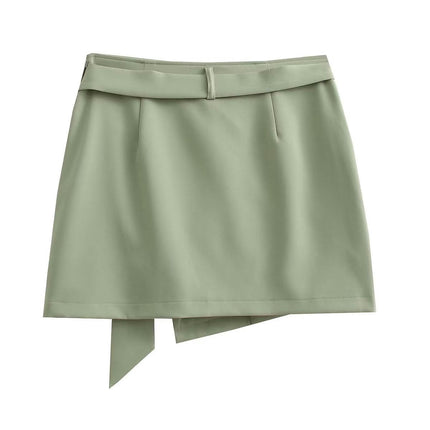 Women's High Waist Wrap Mini Skorts Asymmetrical Hem Casual Short Skirts