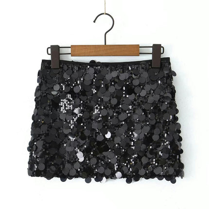 Women Sequin Pencil Mini Skirts Shiny Bodycon High Waisted Short Skirt