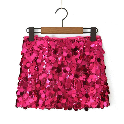 Women Sequin Pencil Mini Skirts Shiny Bodycon High Waisted Short Skirt