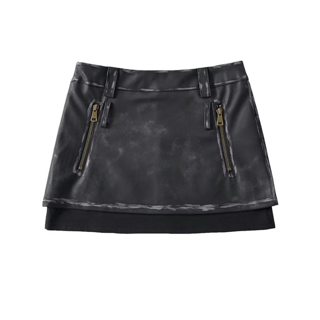 Women's High Waisted Faux Leather Bodycon Mini Pencil Skirt Sexy Zipper Short Skirt