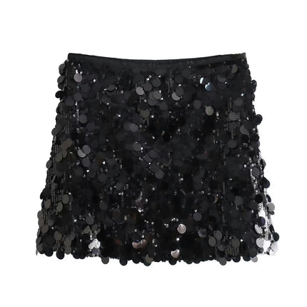 Women Sequin Shiny Mini Skirt High Waisted Bodycon Pencil Short Skirt
