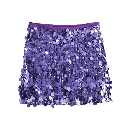 Women Sequin Shiny Mini Skirt High Waisted Bodycon Pencil Short Skirt