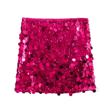 Women Sequin Shiny Mini Skirt High Waisted Bodycon Pencil Short Skirt