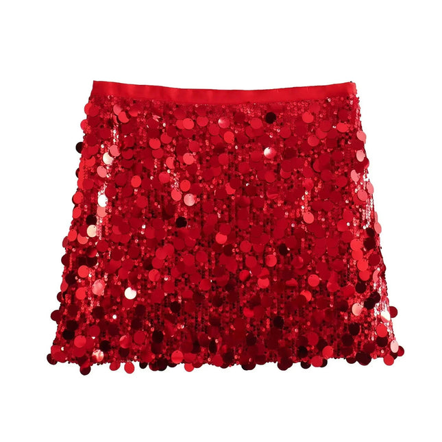 Women Sequin Shiny Mini Skirt High Waisted Bodycon Pencil Short Skirt
