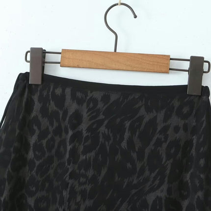 Women's Elegant High Waist Leopard Print Long Skirt Bodycon Fishtail Maxi Skirt