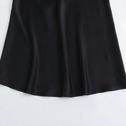 Womens Silky Satin Midi Skirt Elastic High Waist A Line Elegant Skirt