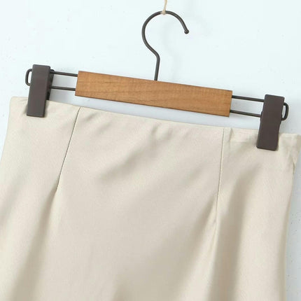Satin High Waisted Maxi Skirt A-Line Spring Summer Casual Long Skirts