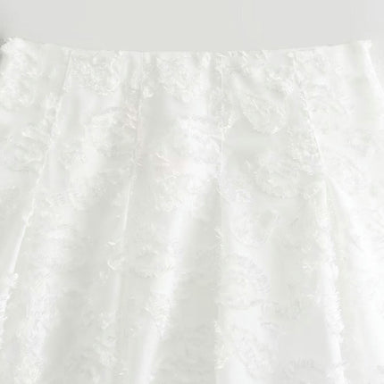 Women Mini Bubble Skirt High Waisted A-Line Ruffle Pleated Short Skirt