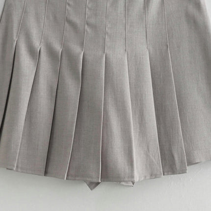 Women's High Waisted Pleated Skirt Summer A Line Shorts Skirts