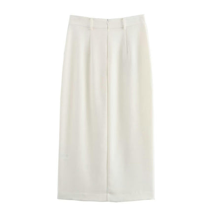 Women's Button Front High Waist Skirt Bodycon Midi with Skirt Slit