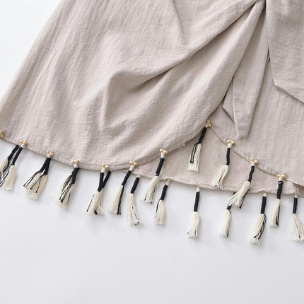 Womens High Waist FringesHem Tie Wrap Skirt Summer Casual A Line Mini Skirt