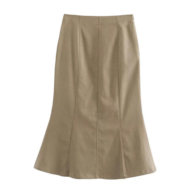 Women's Casual Fishtail Pencil Skirt High Waist Bodycon Midi Skirt