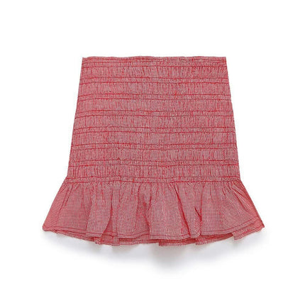 Women Mini Skirts Smocked A Line Ruffle Hem Bodycon Short Skirt