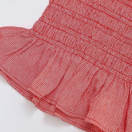 Women Mini Skirts Smocked A Line Ruffle Hem Bodycon Short Skirt