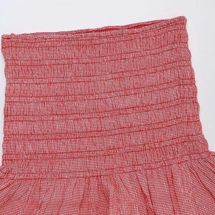 Women Mini Skirts Smocked A Line Ruffle Hem Bodycon Short Skirt