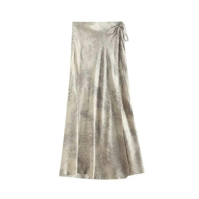 Women's Satin Skirt High Waist Split Sexy Party Wrap Tie Waist Maxi Skirt