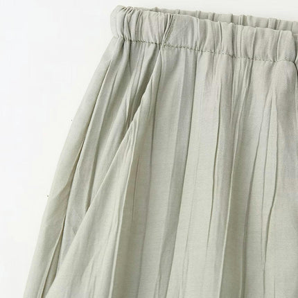 Women's Flowy Maxi Skirt Summer Casual Drawstring High Waist A-Line Long Skirts