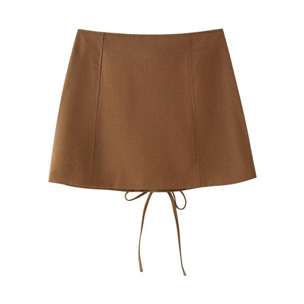Women's Lace Up Short Skirt High Waist A-Line Bodycon Mini Pencil Skirt