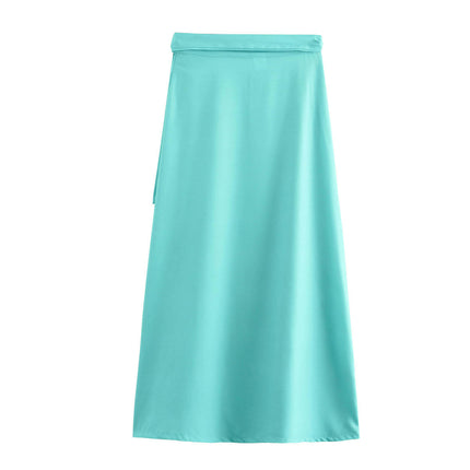 Women's Boho Print Wrap Skirt High Waisted Long Skirt with Slit