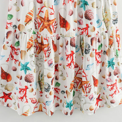 Women's Summer Print Long Skirt High Waist Flowy A Line Ruffle Maxi Skirt