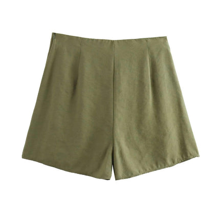 Womens Mini Wrap Skirt High Waist Knot Skorts Asymmetrical Hem Trendy Shorts