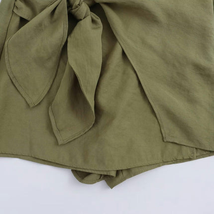 Womens Mini Wrap Skirt High Waist Knot Skorts Asymmetrical Hem Trendy Shorts