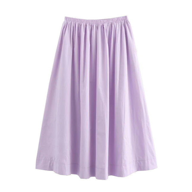 Women's Pleated Flowy Long Skirts High Waist A Line Skirt with Pocket