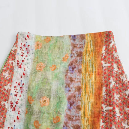 Women Print Slit Maxi Skirt High Waisted Split Bodycon Long Skirts