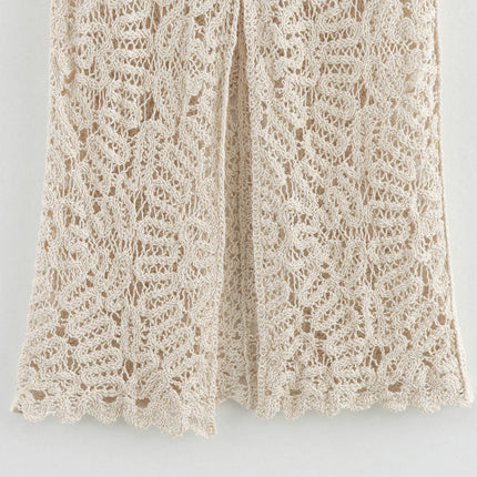 Women's Crochet Knit Skirt High Waist Bodycon Casual Slit Midi Skirt