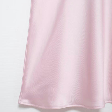 Womens Satin High Waisted Skirts A-line Elegant Flared Midi Skirt